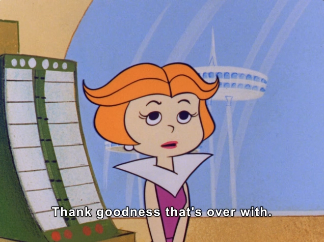 This animation features a character with vibrant orange, wavy hair, styled in a distinctive fashion. She has large, expressive eyes and an inquisitive expression, conveying a sense of relief with the phrase "Thank goodness that's over with" displayed prominently below her. The character is dressed in a purple outfit with a unique collar design, adding a whimsical touch. 

In the background, there is a futuristic-looking setting with a rounded, organic architecture typical of mid-20th century design, hinting at a space-age aesthetic. A control panel with a series of buttons and switches is visible to the left, suggesting a high-tech environment.

#MentalHealth #Valium #MothersLittleHelper

https://www.historytools.org/stories/mothers-little-helper-the-shocking-history-of-valiums-rise-as-the-housewifes-drug-of-choice